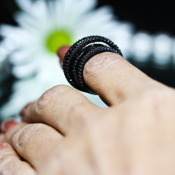 925 14KT Gold Dipped Black Topaz Pave Engagement - Picture 2 of 8